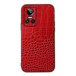 For OPPO Realme GT Neo3 Crocodile Top Layer Cowhide Leather Phone Case(Red)