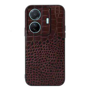 For vivo S15e Crocodile Top Layer Cowhide Leather Phone Case(Coffee)