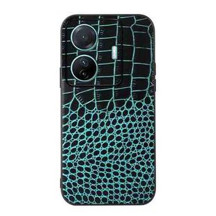 For vivo S15e Crocodile Top Layer Cowhide Leather Phone Case(Cyan Blue)