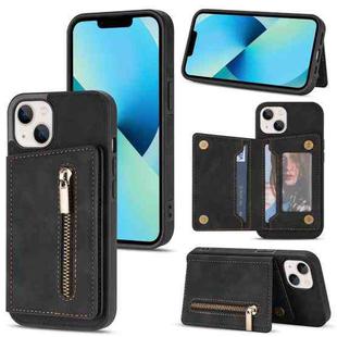 For iPhone 13 Zipper Card Holder Phone Case(Black)