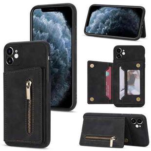 For iPhone 11 Zipper Card Holder Phone Case (Black)