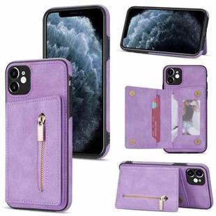 For iPhone 11 Zipper Card Holder Phone Case (Purple)