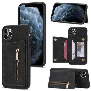 For iPhone 11 Pro Zipper Card Holder Phone Case (Black)