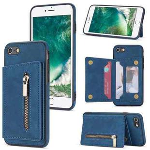 For iPhone SE 2022 / SE 2020 / 8 / 7 Zipper Card Holder Phone Case(Blue)