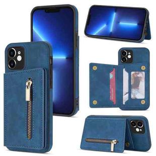 For iPhone 12 mini Zipper Card Holder Phone Case (Blue)