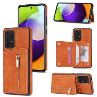 For Samsung Galaxy A52 / A52s Zipper Card Holder Phone Case(Brown)