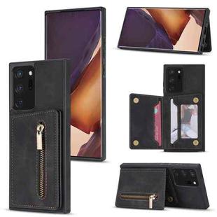 For Samsung Galaxy Note20 Zipper Card Holder Phone Case(Black)
