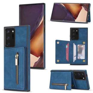 For Samsung Galaxy Note20 Zipper Card Holder Phone Case(Blue)