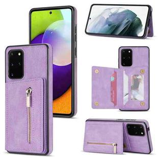 For Samsung Galaxy S20 Zipper Card Holder Phone Case(Purple)