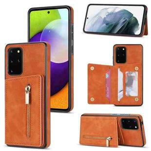 For Samsung Galaxy S20 FE Zipper Card Holder Phone Case(Brown)