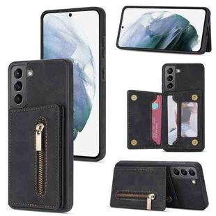 For Samsung Galaxy S21+ 5G Zipper Card Holder Phone Case(Black)