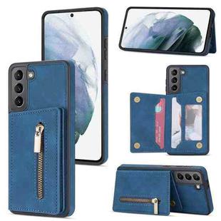 For Samsung Galaxy S21+ 5G Zipper Card Holder Phone Case(Blue)