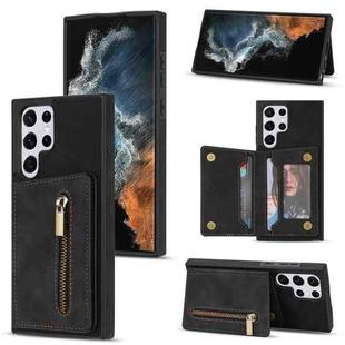 For Samsung Galaxy S22 Ultra 5G Zipper Card Holder Phone Case(Black)