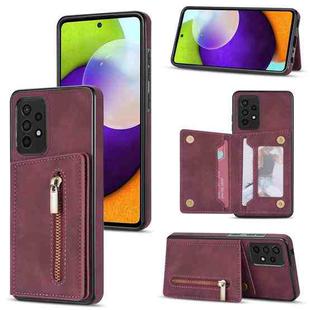 For Samsung Galaxy A53 5G Zipper Card Holder Phone Case(Wine Red)