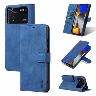 For Xiaomi Poco M4 Pro 4G AZNS Skin Feel Calf Texture Flip Leather Phone Case(Blue)