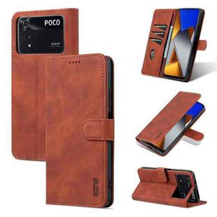 For Xiaomi Poco M4 Pro 4G AZNS Skin Feel Calf Texture Flip Leather Phone Case(Brown)