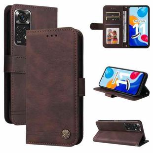For Infinix Note 11 Skin Feel Life Tree Metal Button Leather Phone Case(Brown)
