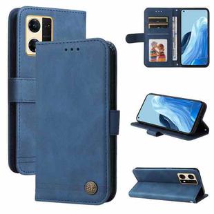 For OPPO Reno7 4G / F21 Pro 4G Skin Feel Life Tree Metal Button Leather Phone Case(Blue)