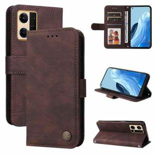 For OPPO Reno7 4G / F21 Pro 4G Skin Feel Life Tree Metal Button Leather Phone Case(Brown)