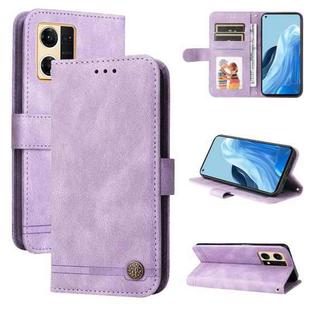 For OPPO Reno7 4G / F21 Pro 4G Skin Feel Life Tree Metal Button Leather Phone Case(Purple)