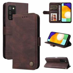 For Samsung Galaxy A03s US Version Skin Feel Life Tree Metal Button Leather Phone Case(Brown)