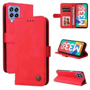 For Samsung Galaxy M33 5G Global Skin Feel Life Tree Metal Button Leather Phone Case(Red)