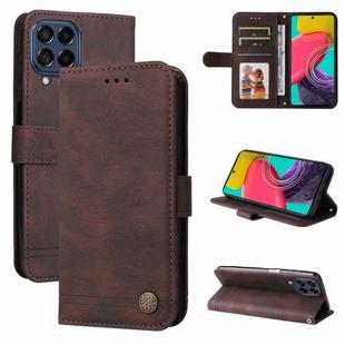 For Samsung Galaxy M53 5G Skin Feel Life Tree Metal Button Leather Phone Case(Brown)
