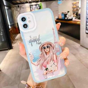 Painted Pattern Girl TPU Phone Case For iPhone 11 Pro Max(Sky Blue)