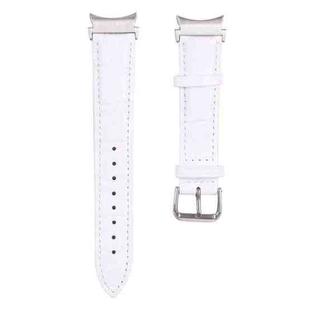 For Samsung Galaxy Watch4 40mm/44mm Slub Texture Leather Watch Band(White)