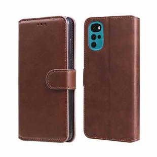 For Motorola Moto G22 Classic Calf Texture Flip Leather Phone Case(Brown)