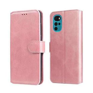 For Motorola Moto G22 Classic Calf Texture Flip Leather Phone Case(Rose Gold)