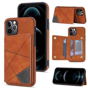 For iPhone 12 Pro Line Card Holder Phone Case(Brown)