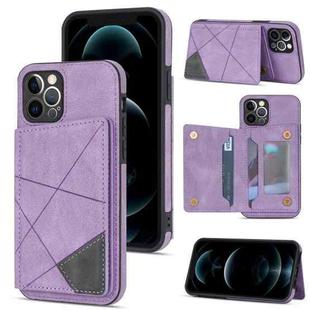 For iPhone 12 Pro Line Card Holder Phone Case(Purple)