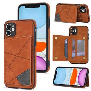 For iPhone 11 Line Card Holder Phone Case (Brown)