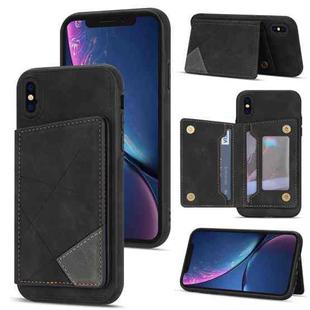 For iPhone X / XS Line Card Holder Phone Case(Black)