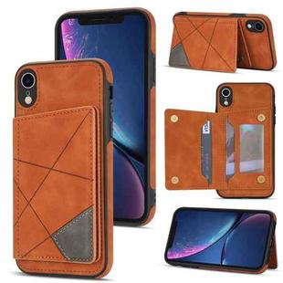 For iPhone XR Line Card Holder Phone Case(Brown)