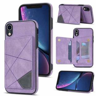 For iPhone XR Line Card Holder Phone Case(Purple)