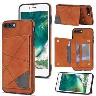 Line Card Holder Phone Case For iPhone 8 Plus / 7 Plus(Brown)