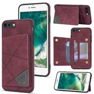 Line Card Holder Phone Case For iPhone 8 Plus / 7 Plus(Wine Red)