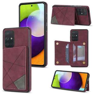 For Samsung Galaxy A51 4G Line Card Holder Phone Case(Wine Red)