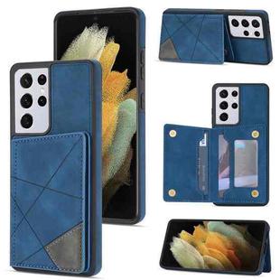 For Samsung Galaxy S21 Ultra 5G Line Card Holder Phone Case(Blue)