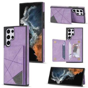 For Samsung Galaxy S22 Ultra 5G Line Card Holder Phone Case(Purple)