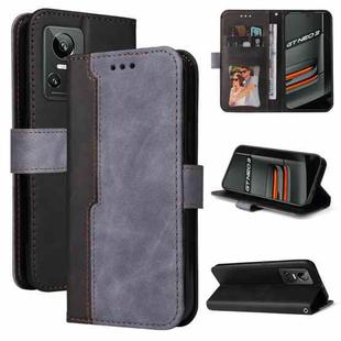 For OPPO Realme GT Neo3 Stitching-Color Horizontal Flip Leather Phone Case(Grey)