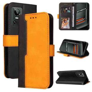 For OPPO Realme GT Neo3 Stitching-Color Horizontal Flip Leather Phone Case(Orange)