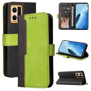 For OPPO Reno7 4G / F21 Pro 4G Stitching-Color Horizontal Flip Leather Phone Case(Green)