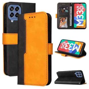 For Samsung Galaxy M33 5G Global Stitching-Color Horizontal Flip Leather Phone Case(Orange)