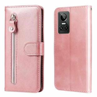 For OPPO Realme GT Neo3 Calf Texture Zipper Leather Phone Case(Rose Gold)