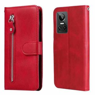 For OPPO Realme GT Neo3 Calf Texture Zipper Leather Phone Case(Red)