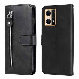 For OPPO Reno7 4G / F21 Pro 4G Calf Texture Zipper Leather Phone Case(Black)