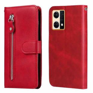 For OPPO Reno7 4G / F21 Pro 4G Calf Texture Zipper Leather Phone Case(Red)